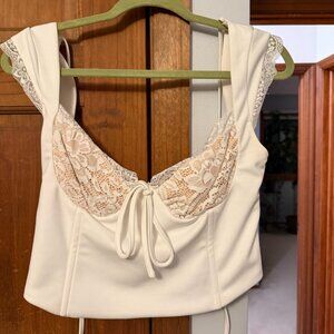 White Lace Bustier Corset Top, size L